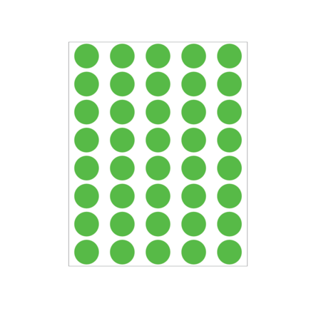 Nevs 1/2" Color Coding Dots Green Fluorescent - Sheet Form DOT-12M Green Flr